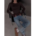 Щільний мікродайвінг лонгслів жіночий (з вирізами для пальчиків), трендова річ на кожен день темний шоколад 42-44 арт. 2339 Щільний мікродайвінг лонгслів жіночий (з вирізами для пальчиків), трендова річ на кожен день темний шоколад 42-44 арт. 2339