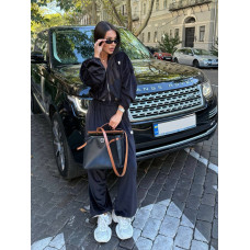 Oversize костюм (з плюшевого велюру та широкими палаццо), Неймовірний комплект Чорний 42-46 арт. 789012 Oversize костюм (з плюшевого велюру та широкими палаццо), Неймовірний комплект Чорний 42-46 арт. 789012